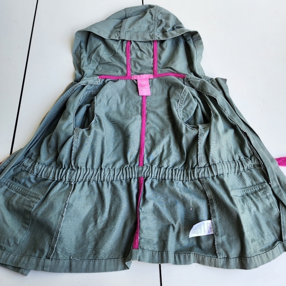 Isaac Mizrahi Girl Pink Tie Belted Full Gold Zip Hooded Jacket Green Size XS (4) - Picture 2 of 14